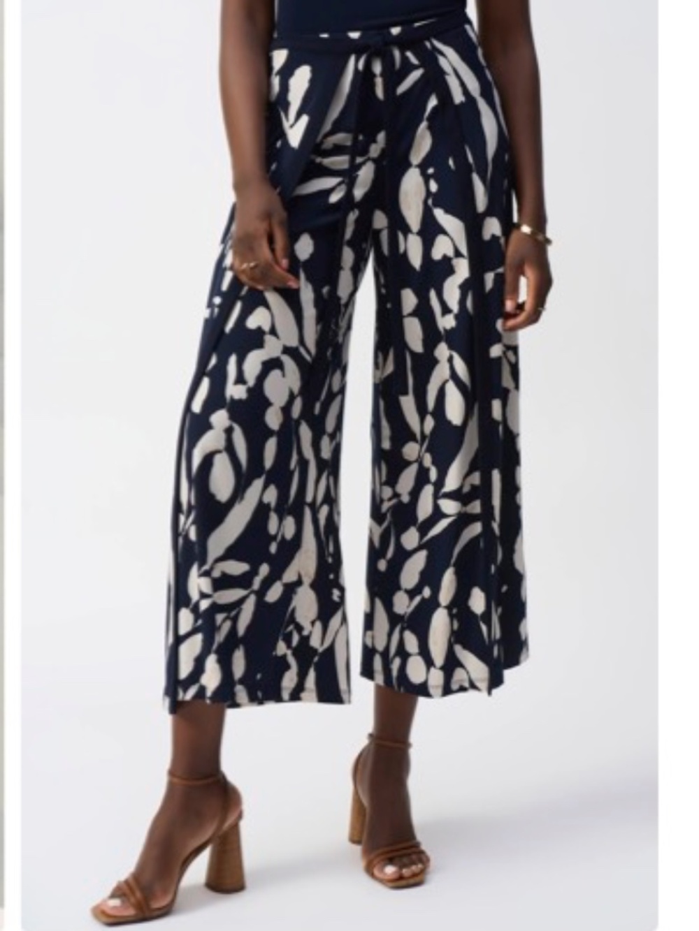 NWT Joseph Ribkoff Wide Leg Print Pants Size 18 Midnight Blue Beige 251252